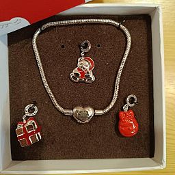 Confezione bracciale + 3 charms Christmas Teddy