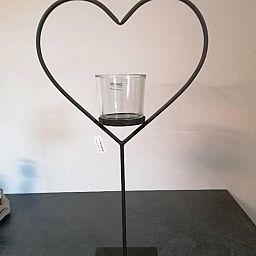 Portacandele Cuore con Stelo Grande in Ferro